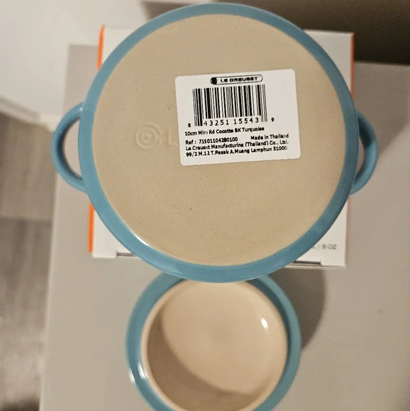 NIB Le Creuset Turquoise Mini Cocotte 10cm - Picture 7 of 16